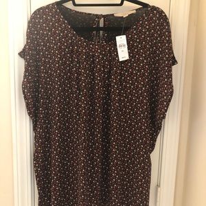 LOFT Short Sleeved Floral Top XXL